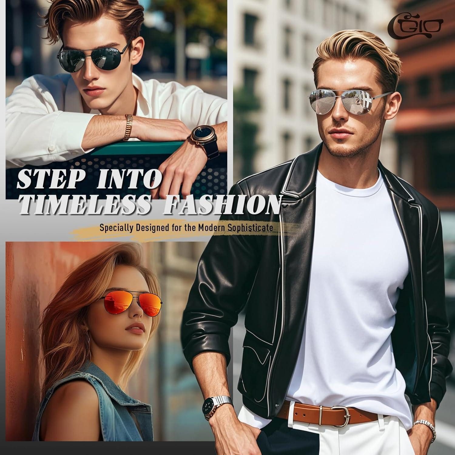 LuxusKollektion Pilotenbrille Sonnenbrille Herren Polarisiert UV400 Metallrahmen CAT3 Silber Silber
