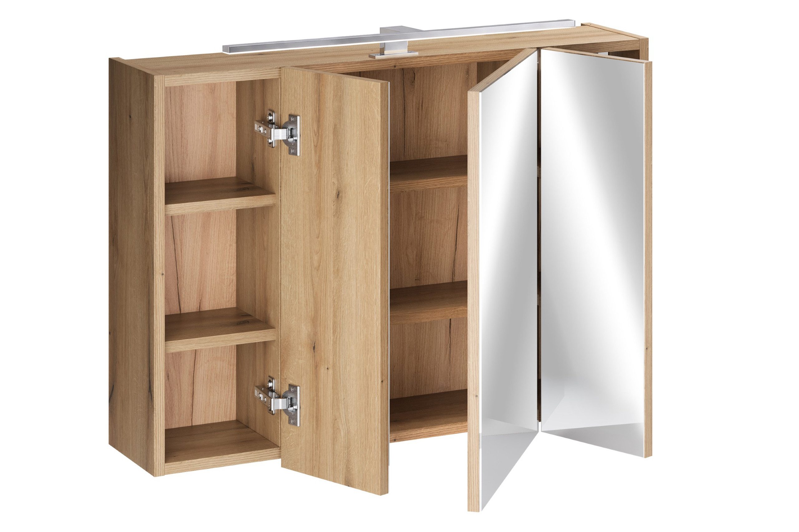 Lomadox Spiegelschrank NEWPORT-56-EVOKE 80 cm breit in Eiche, inkl. LED-Aufsatzleuchte