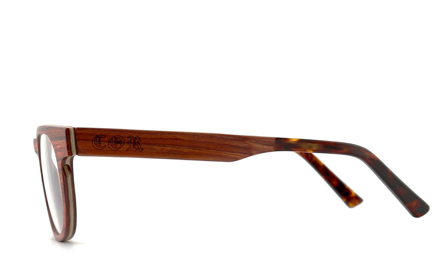 COR Brille COR007 Holzbrille, Bügel mit Flex-Scharnieren