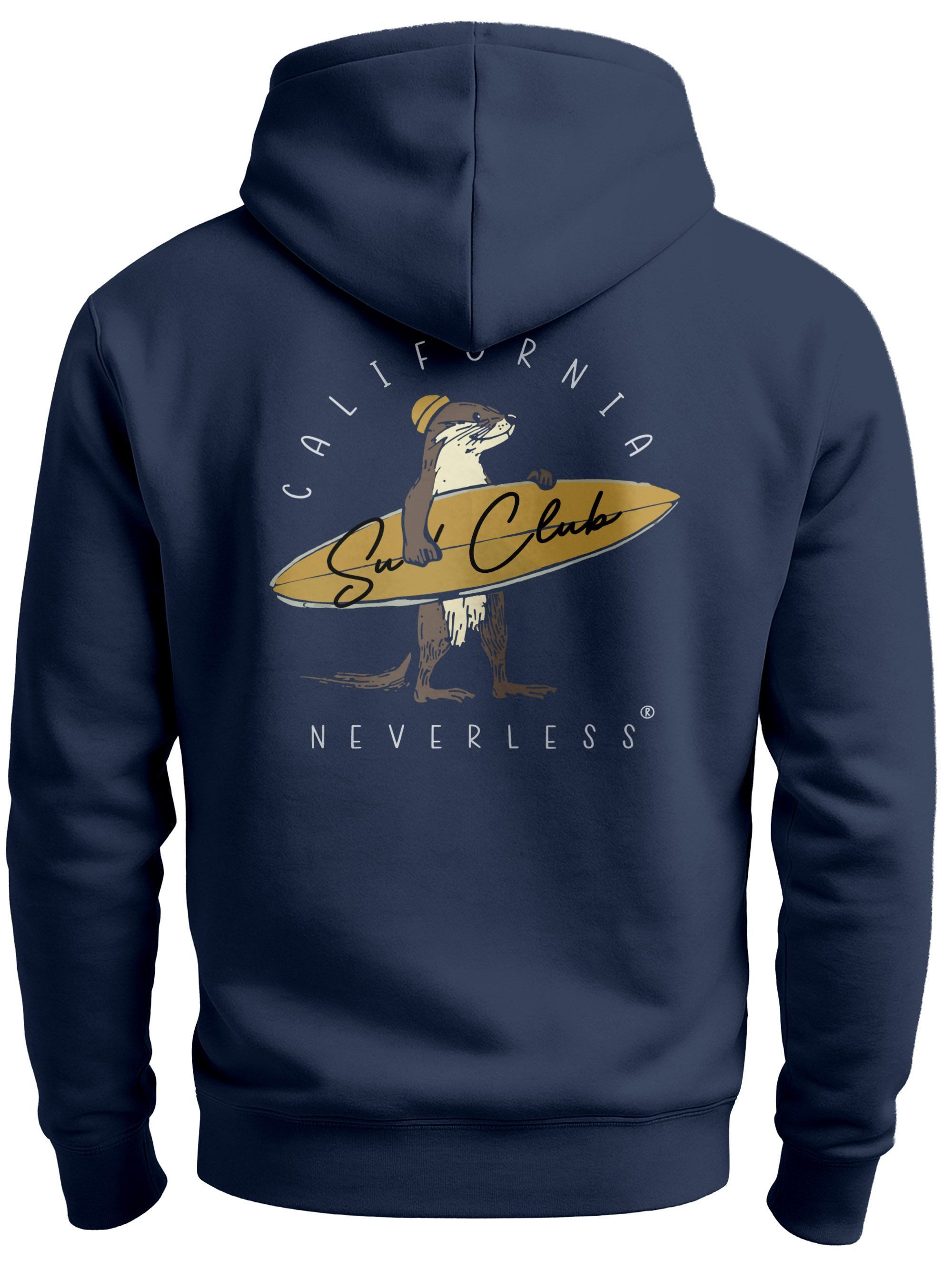 Neverless Hoodie Herren Hoodie Backprint California Surfing Print Otter mit günstig online kaufen