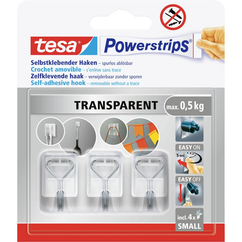 tesa Klebehaken tesa Powerstrips Small Klebehaken 3er Set Weiß, Edelstahl Inhalt: 3 S, (Powerstrips Small)