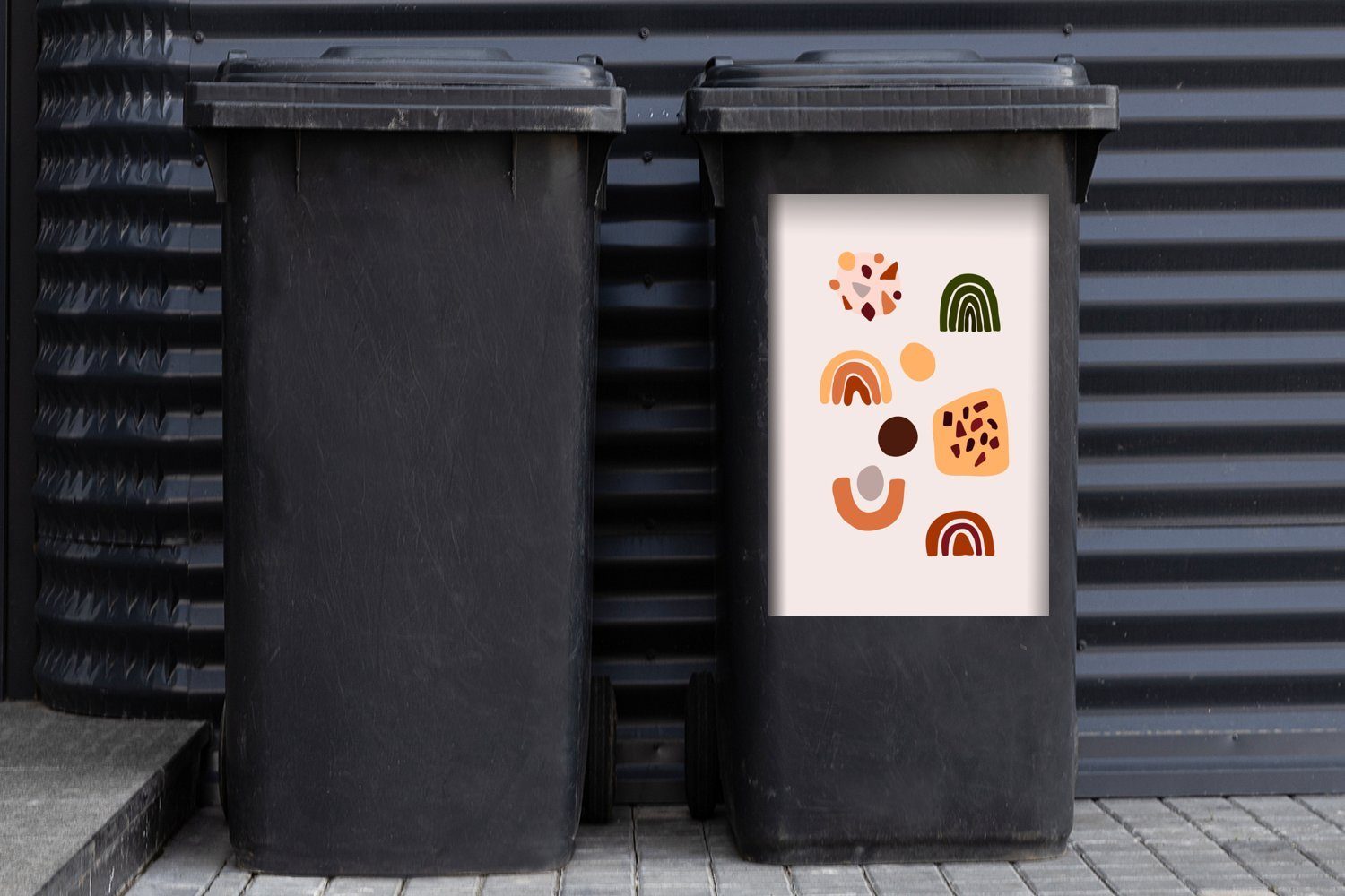 Sticker, - Abfalbehälter MuchoWow Design (1 Mülltonne, St), - Container, Winter Abstrakt Mülleimer-aufkleber, Wandsticker