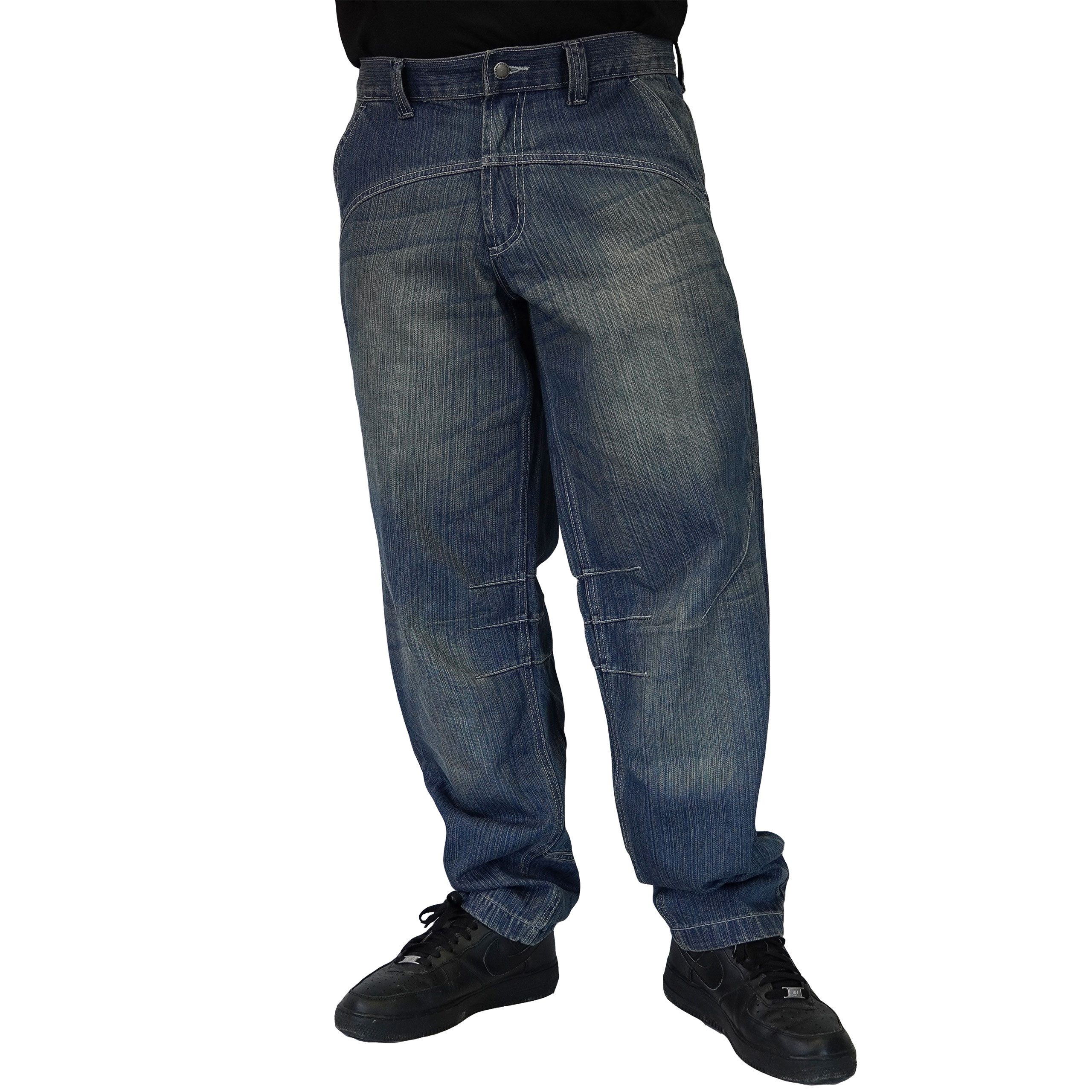 BRACHIAL THE LIFESTYLE COMPANY Loose-fit-Jeans Brachial Jeans "Statement" dunkles Streifen-Denim