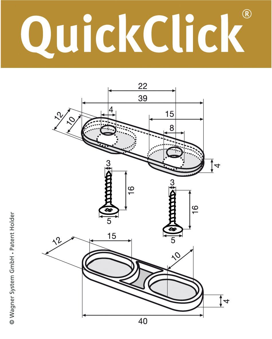 DE, QuickClick® TANDEM Kunststoffgleiter 4x design mm WAGNER Made Gleiteinsatz 4x yourself 12 - austauschbar in Schraube I 39 Klick-Gleiter 8x + Stuhlgleiter - HYPER I - + Kunststoff Anschrauben zum x Basis 4er-Set