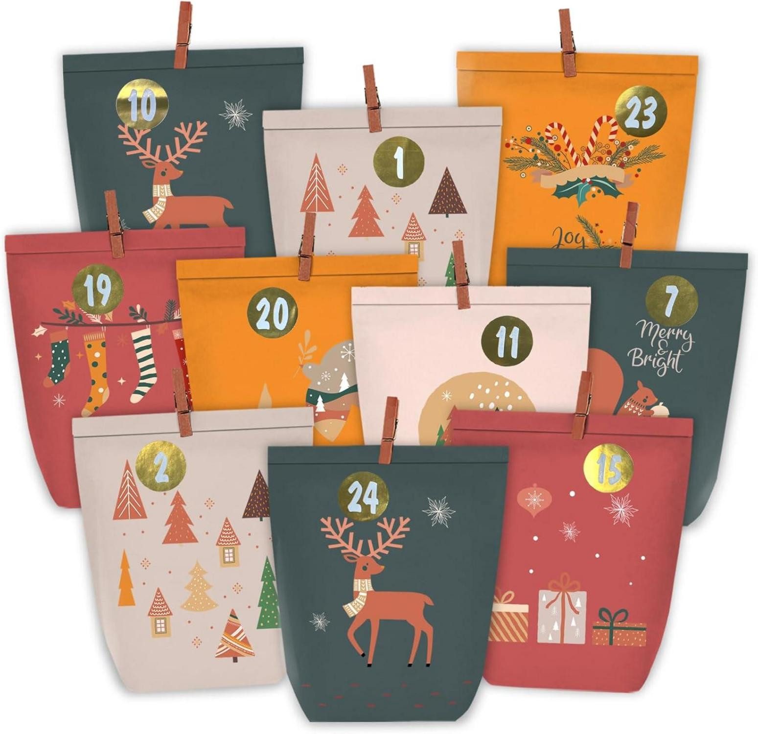 LuxusKollektion befüllbarer Adventskalender Адвент-календарі, 24 Weihnachtstüten mit