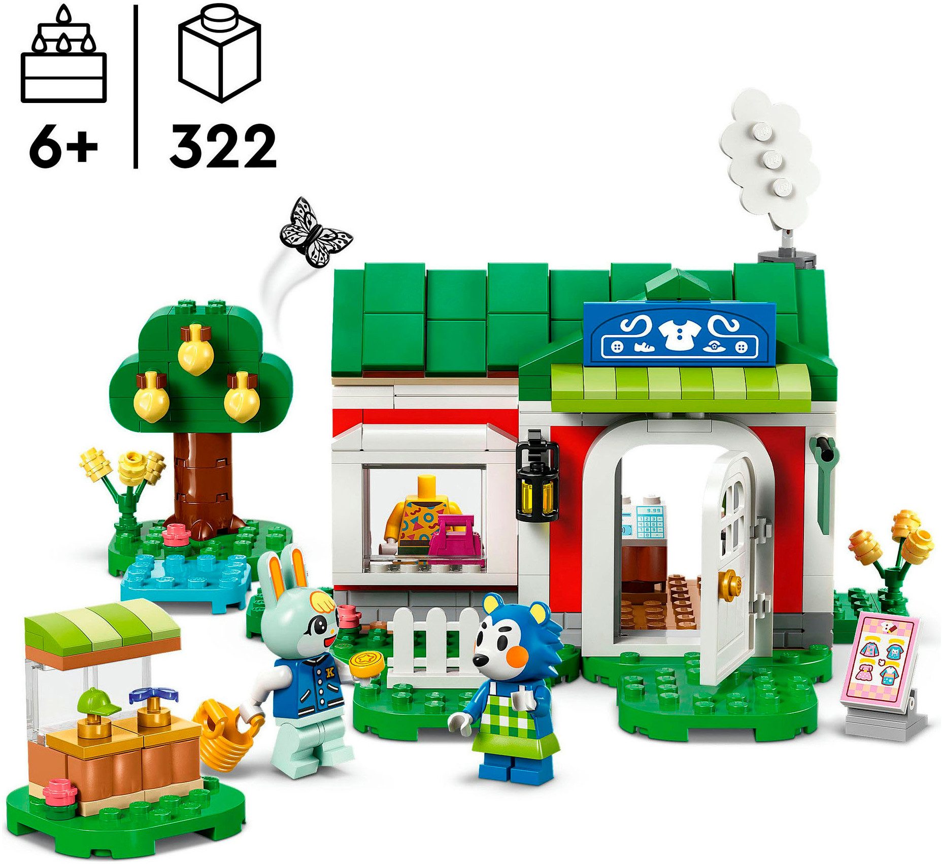 LEGO® Die Schneiderei der Schneiderschwestern (77055), LEGO Animal Crossing Konstruktionsspielsteine, (322 St), Made in Europe