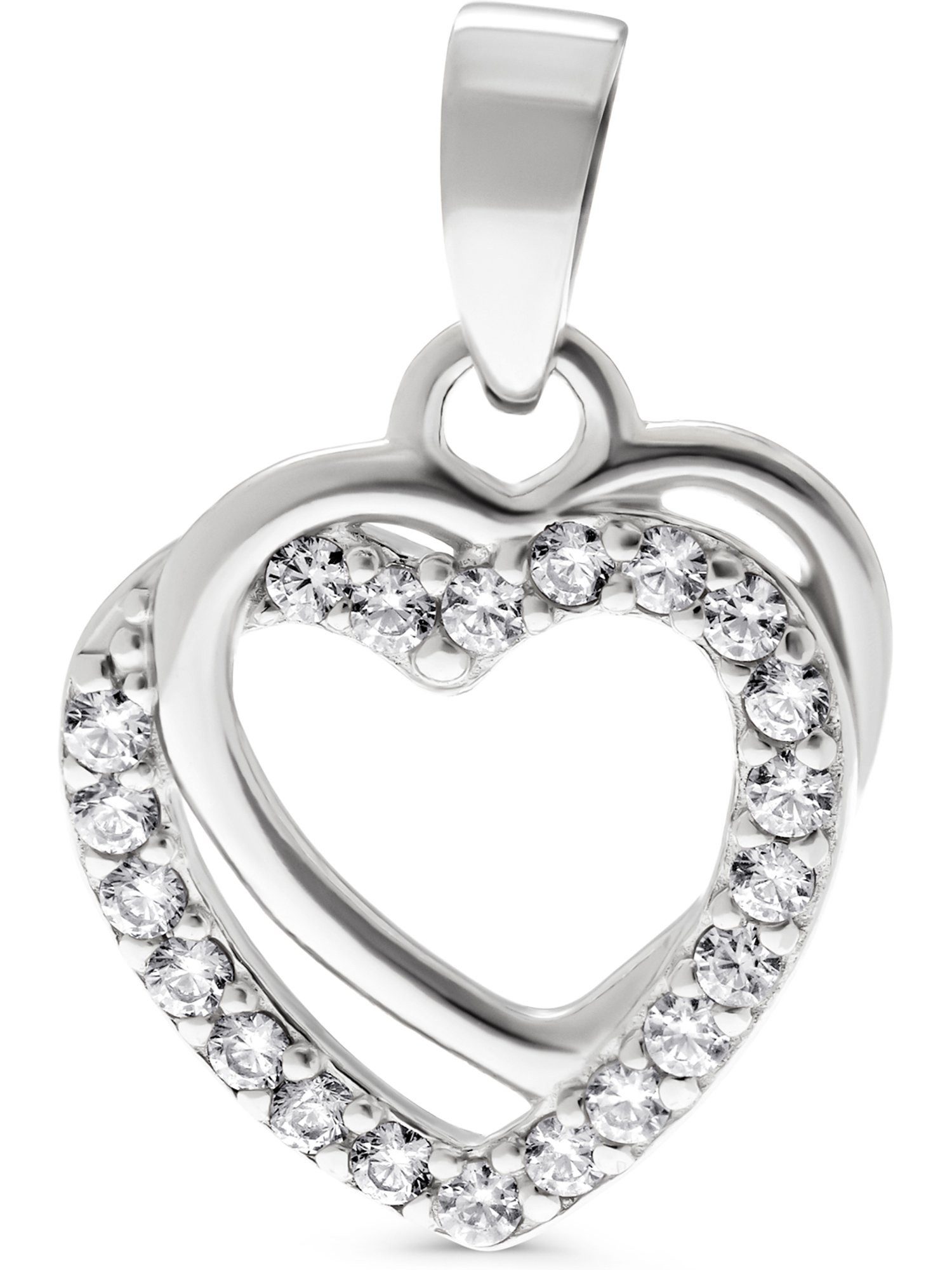 Kettenanhänger FAVS Damen-Anhänger 925er Silber 21 Zirkonia Herz