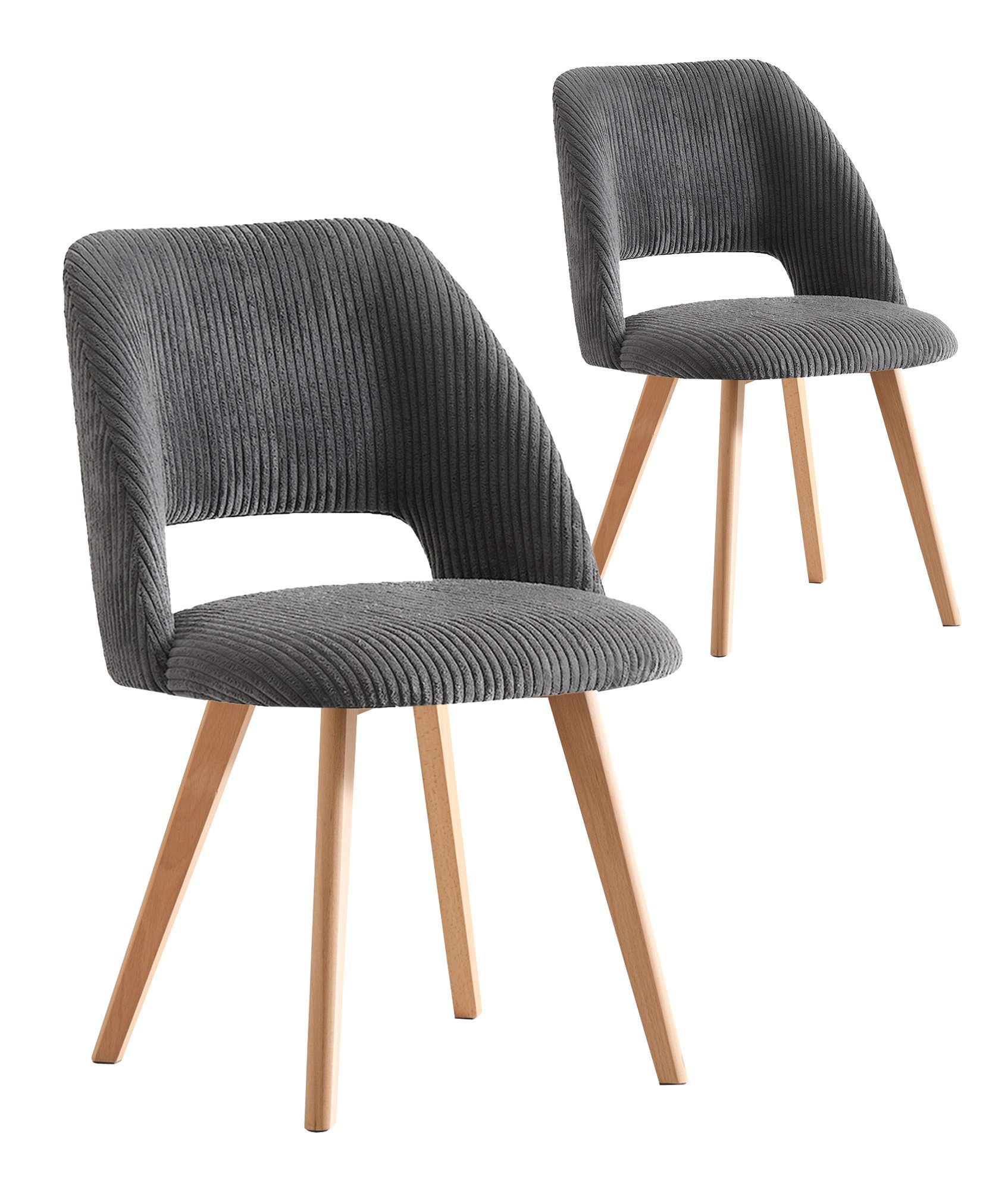 B&D home 4-Fußstuhl VICKY, Esszimmer Stühle, Polsterstühle, Küchenstühle, Wohnzimmerstühle (Set, 2 St), gepolstert, Stuhlbeine aus Metall oder Massivholz wählbar