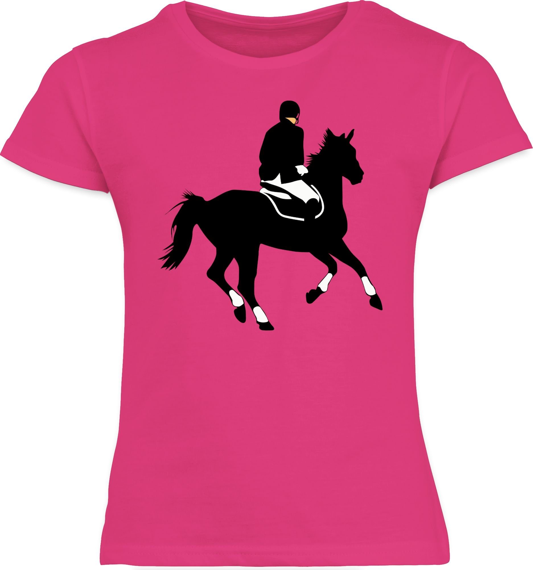 T-Shirt Reiter Fuchsia Dressurreiten Dressur Shirtracer Pferd 1 Pferd