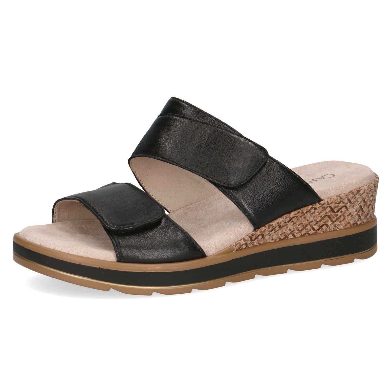 Caprice Pantolette Keilabsatz, Sommerschuh, Schlupfschuh mit zwei Klettriemen