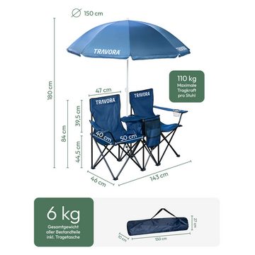 MOVAN Campingstuhl 2er Partner Anglerstuhl Campingstuhl mit Sonnenschirm und Kühlfach