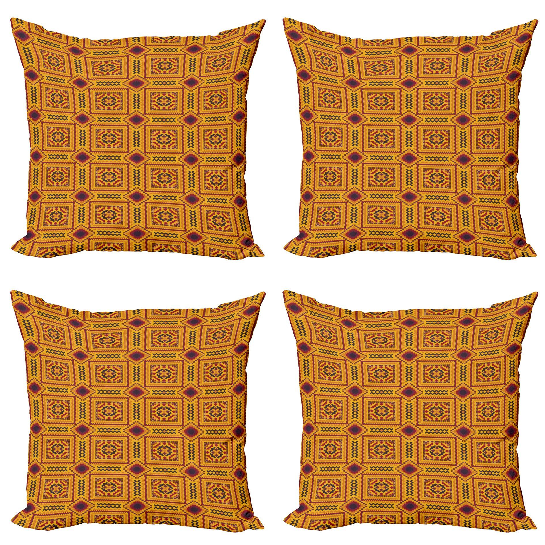 Kissenbezüge Aztec-Layout (4 Accent Drucken Digitaldruck, Modern Zigzags Rhombus Stück), Doppelseitiger Abakuhaus