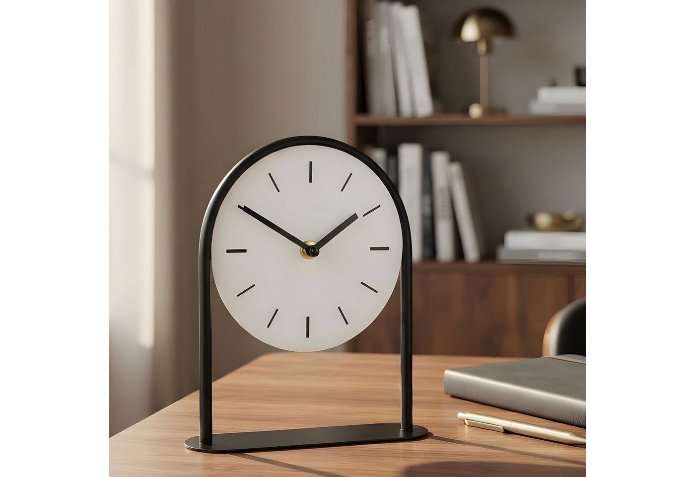 Levandeo® Tischuhr Tischuhr H22cm Schwarz Weiß Metall Vintage Retro Standuhr Deko