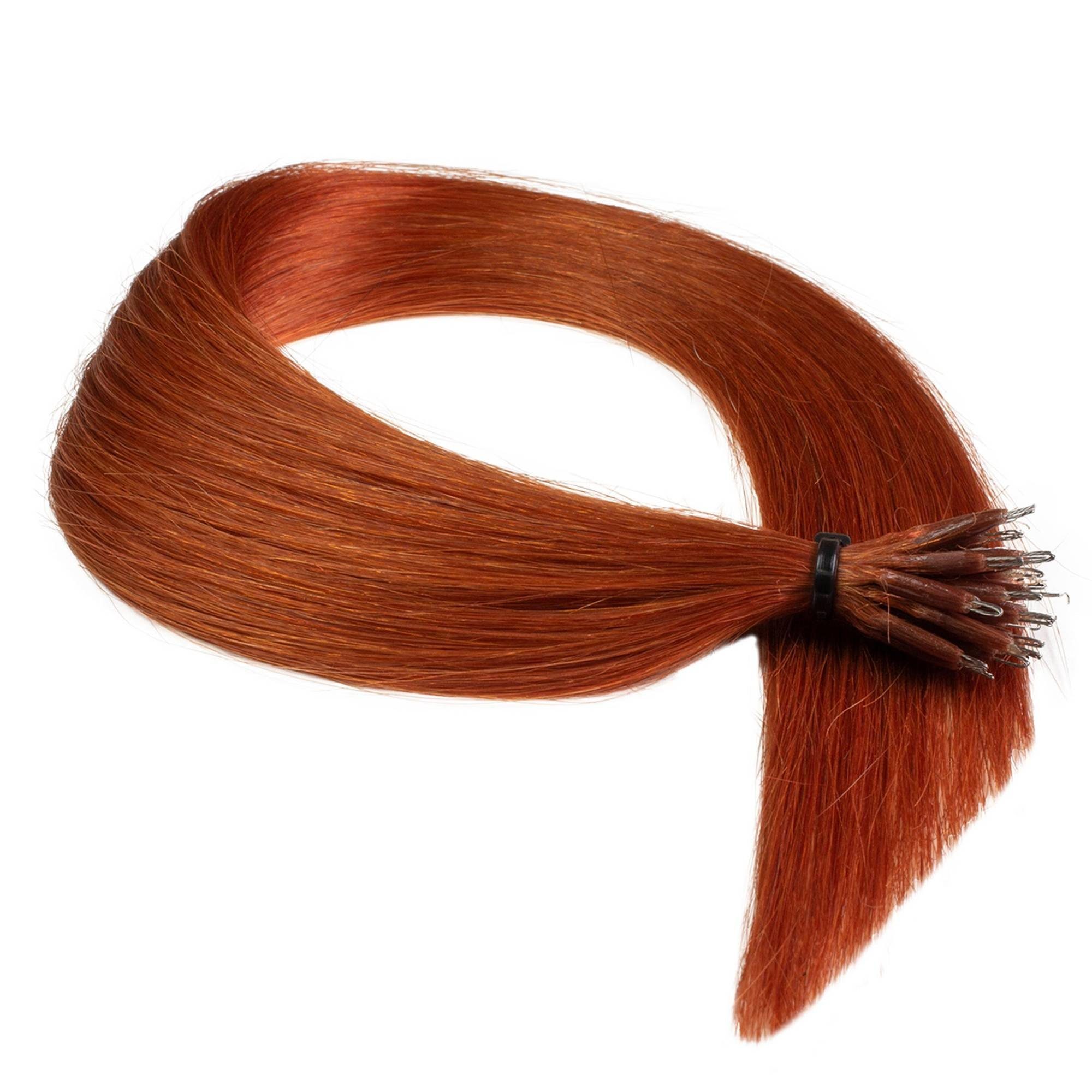 Premium Nanoring Hellblond Echthaar-Extension 50cm hair2heart #8/43 Extensions Rot-Gold