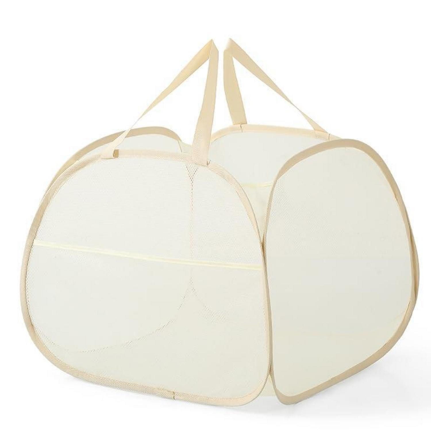 LuxusKollektion Wäschetonne Wäschekorb Pop Up Faltbar 2 Stk Aufbewahrung Camping Beige 90l (2 St)