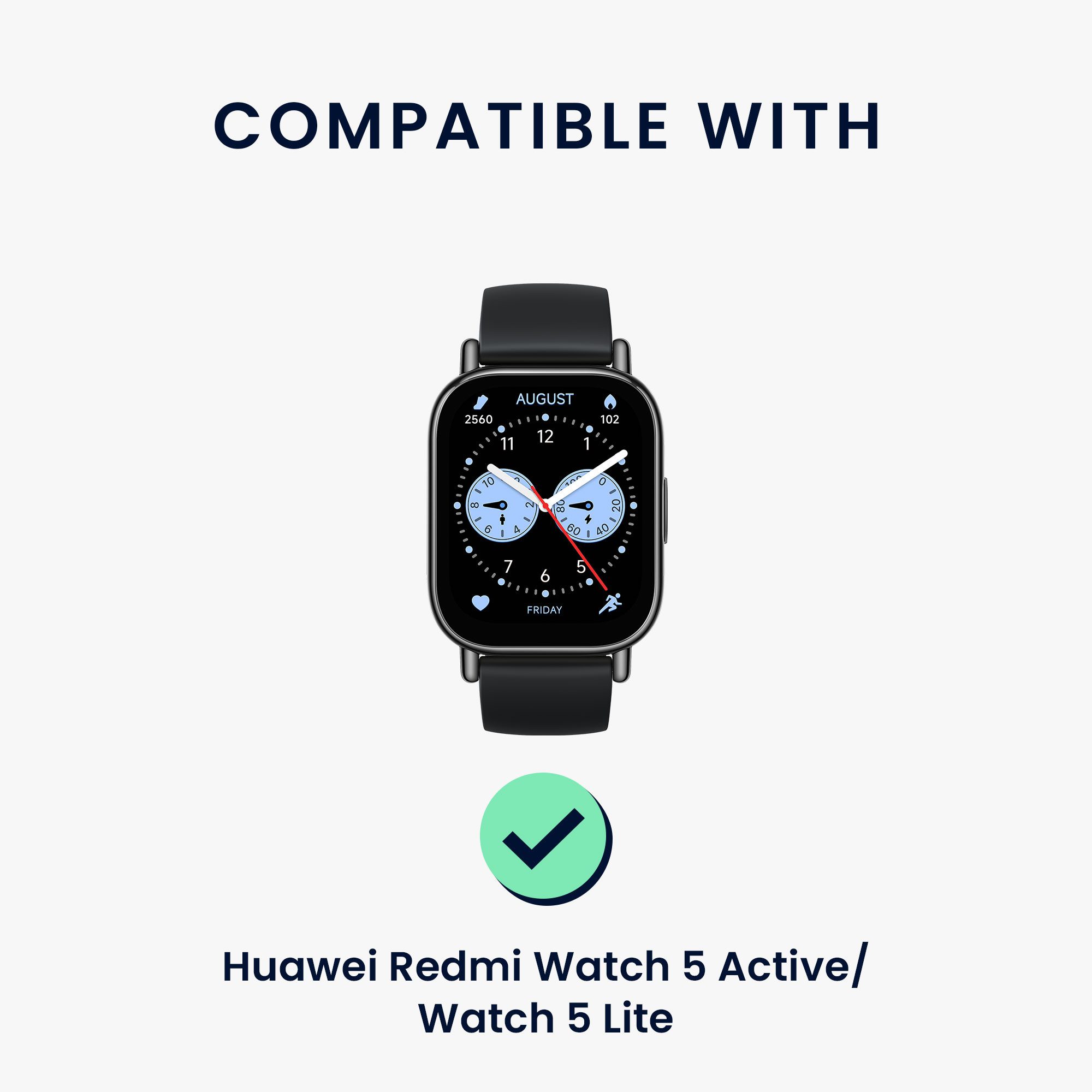 kwmobile Ersatzarmband für Huawei Redmi Watch 5 Active / Watch 5 Lite Armband Smartwatch, 1-tlg., Fitnesstracker Silikon Band mit Magnetverschluss