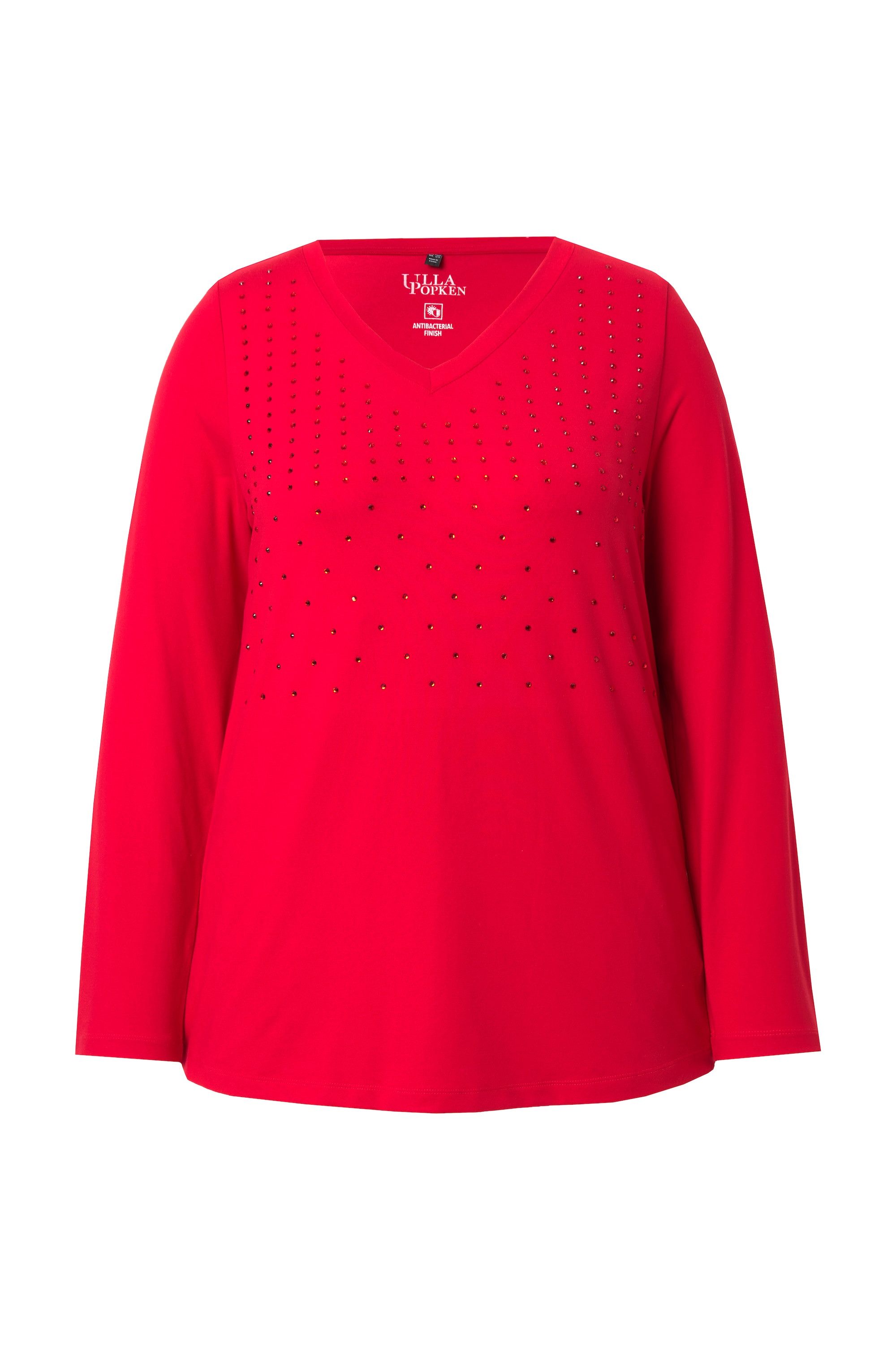 Ulla Popken Longsleeve Langarmshirt antibakteriell V-Ausschnitt günstig online kaufen