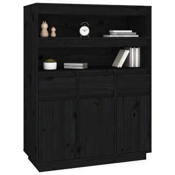 vidaXL Highboard Highboard Schwarz 89x40x116,5 cm Massivholz Kiefer (1 St)