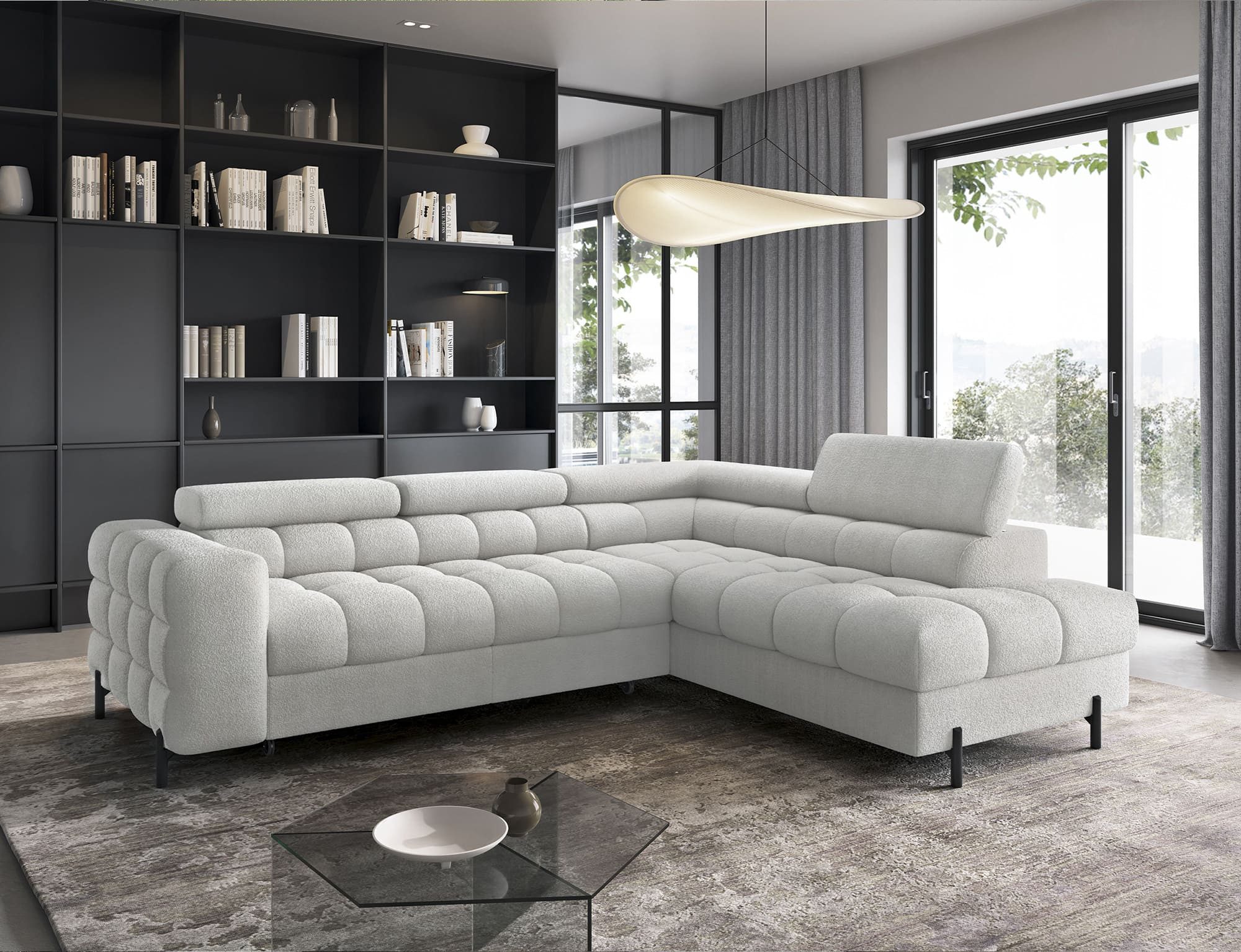 MOEBLO Ecksofa Ferrucio, modernes Schlafsofa mit Bettkasten & verstellbaren Kopfstützen, Wohnlandschaft mit Schlaffunktion, Eckcouch Wohnlandschaft Sofa mit Ottomane Eckgarnitur Polsterecke, (BxHxT):276 x 72–93 x 200 cm