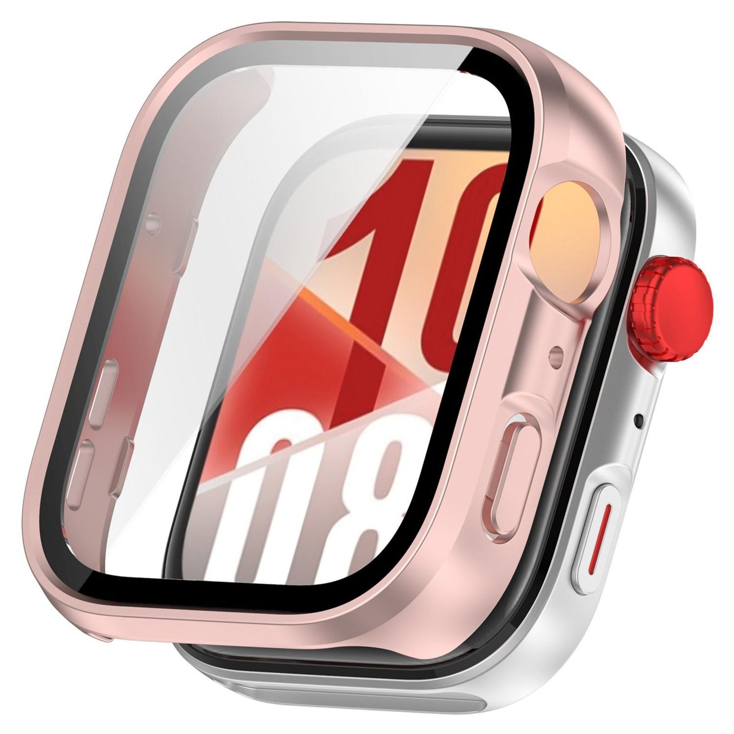 Wigento Smartwatch-Hülle Für Huawei Watch Fit 4 Kunststoff PC Schutz Hülle + 9H Hart Glas Rosa, Schutzhülle aus PC + Hart Glas für Rundumschutz