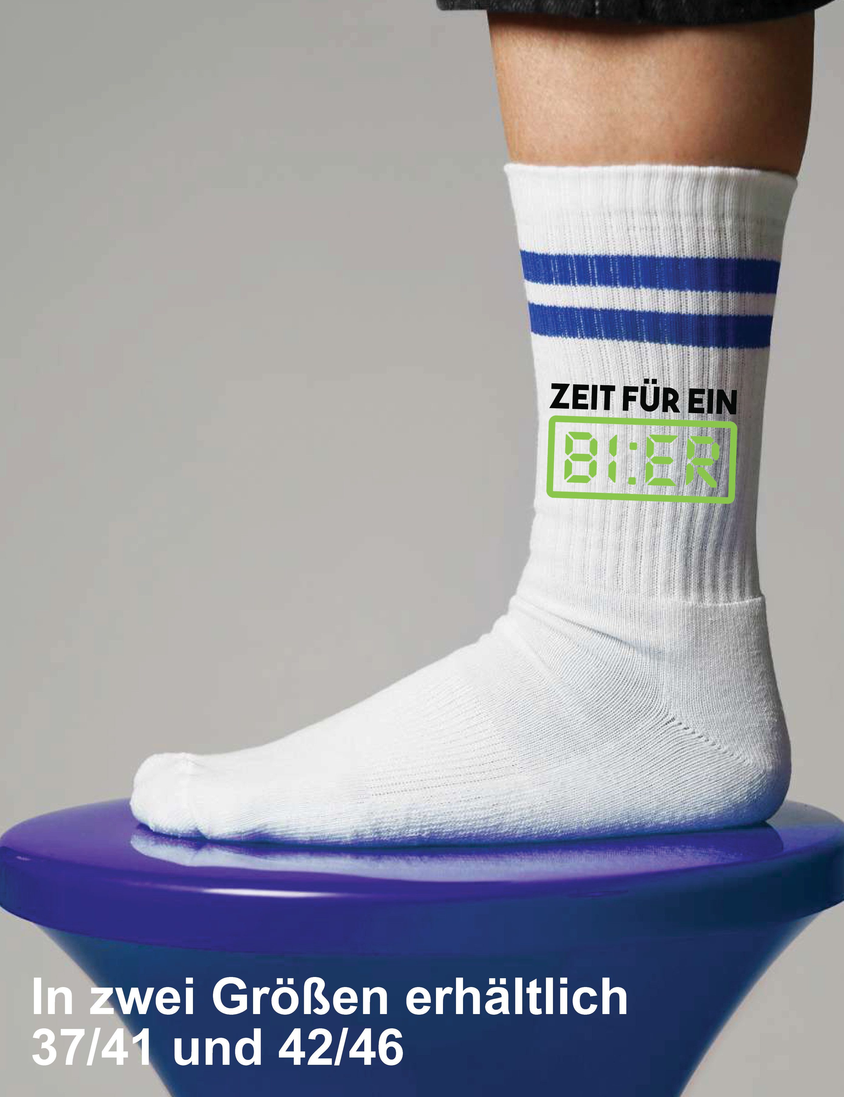 Youth Designz Tennissocken Unisex Socken "Zeit für ein Bier" Aufdruck lustig Geschenk Statement mit verstärkter Verse und Zehenbereich