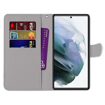 Wigento Handyhülle Für Samsung Galaxy S22 Ultra 5G Kunstleder Handy Tasche Book Motiv 4 Schutz Hülle Case Cover Etui Neu