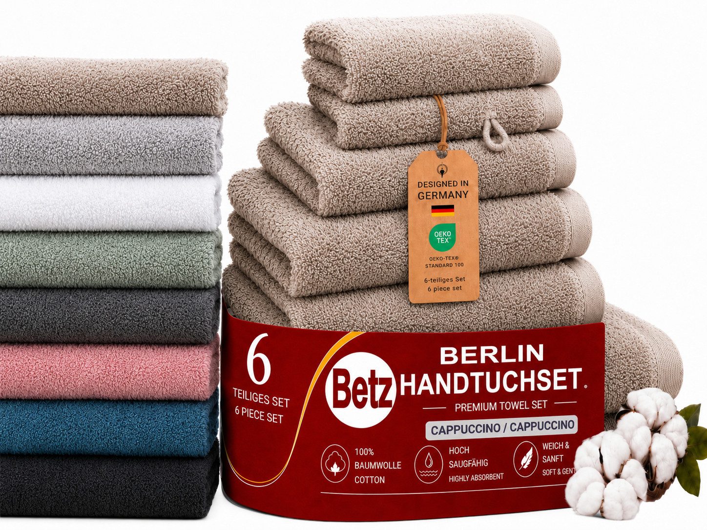 Betz Handtuch Set 6 TLG. Handtuch Set Handtücher Berlin, 100% Baumwolle (set, 6-St)