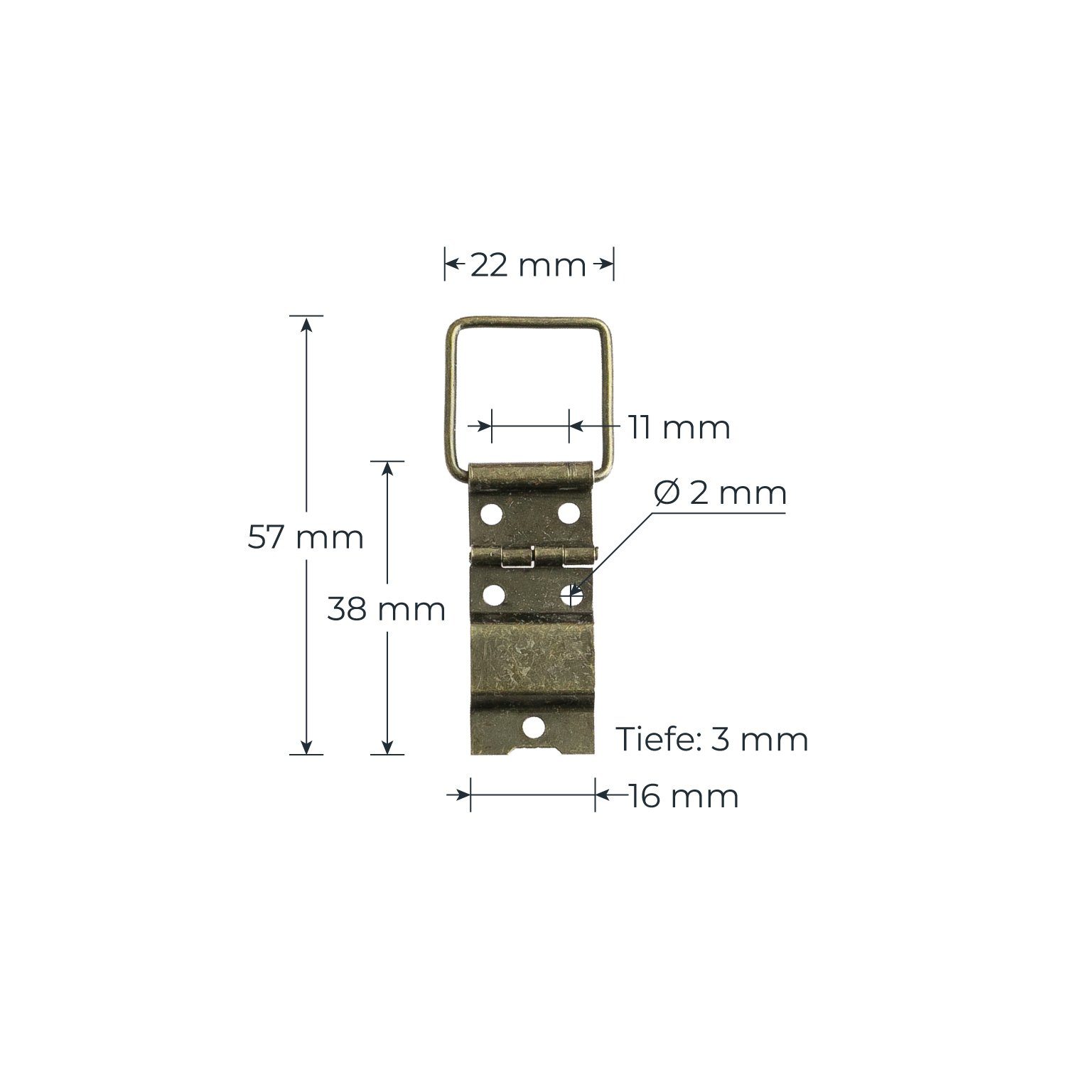 HMF Möbelbeschlag Vintage Deko Scharnier klein (2 Stück), Aufstellscharnier aus Metall, 22 x 57 mm, Bronze