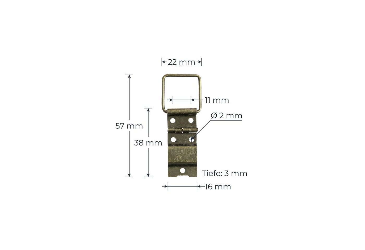 Thumbnail - HMF Möbelbeschlag Vintage Deko Scharnier klein (2 Stück), Aufstellscharnier aus Metall, 22 x 57 mm, Bronze