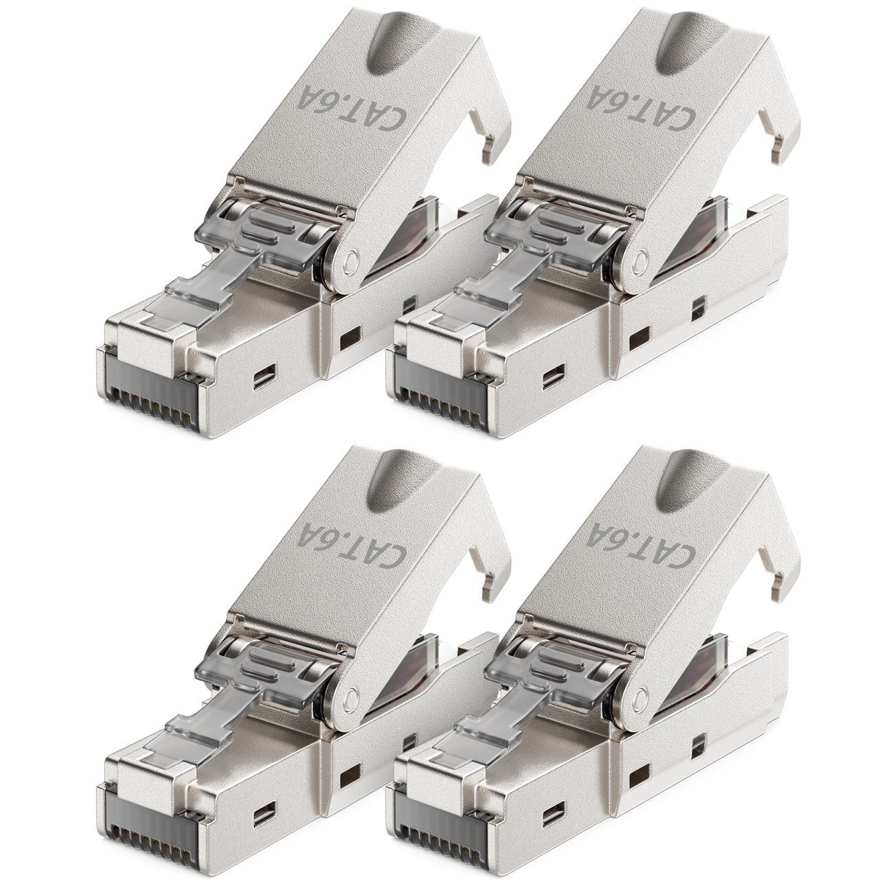 deleyCON deleyCON 4x CAT6a Werkzeugloser RJ45 Netzwerkstecker 10Gbit/s Stecker Netzwerk-Adapter