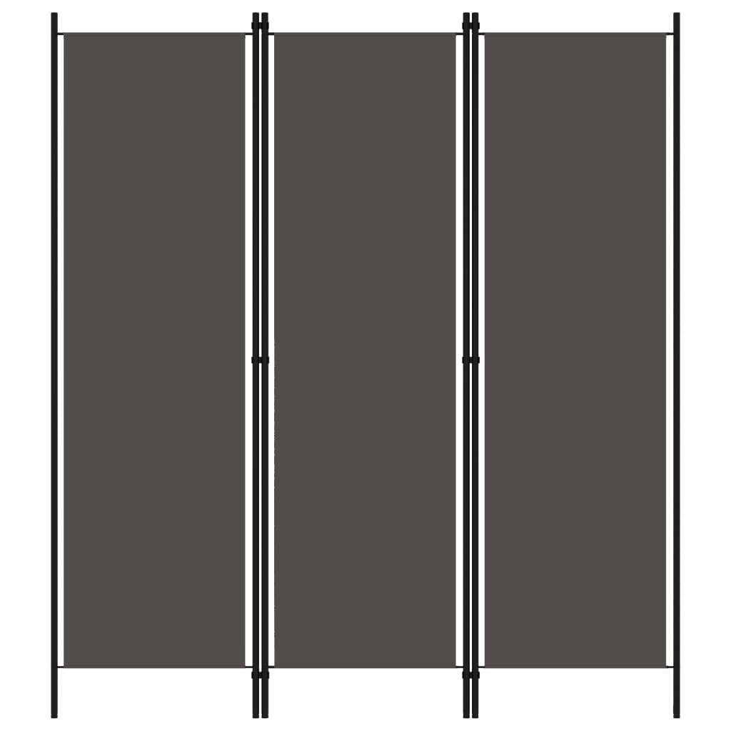 furnicato Raumteiler 3-Paneel 150x180 cm Anthrazit mit Stoff und Eisenrahmen, 1-tlg., Klappbare Trennwand als Sichtschutz für Schlafzimmer, lichtdurchlässig