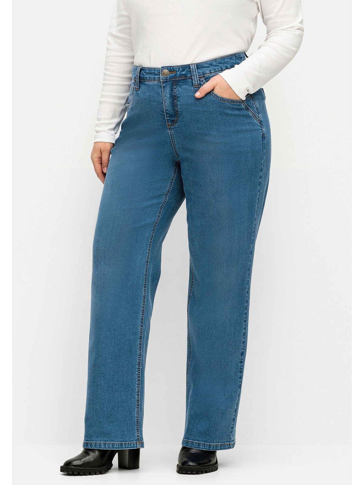 ELLA Sheego kräftige Weite und blue Große Waden für Jeans Denim Größen Oberschenkel