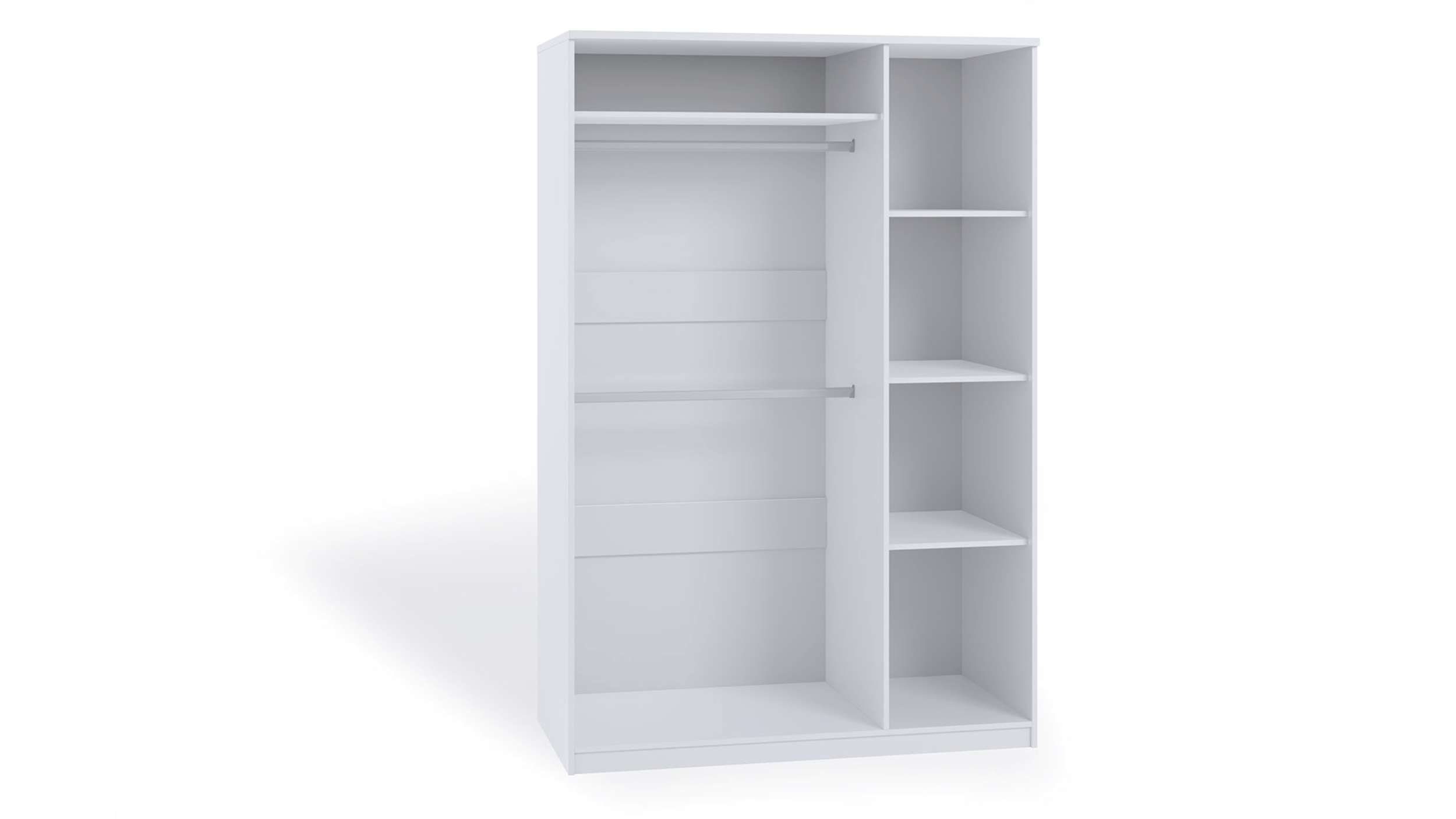 viel Stylefy aus 3-türig, (Kleiderschrank, Mehrzweckschrank) stellbar, variabel Design, Matt Drehtürenschrank Mela Holzwerkstoff, Stauraum Modern Weiß