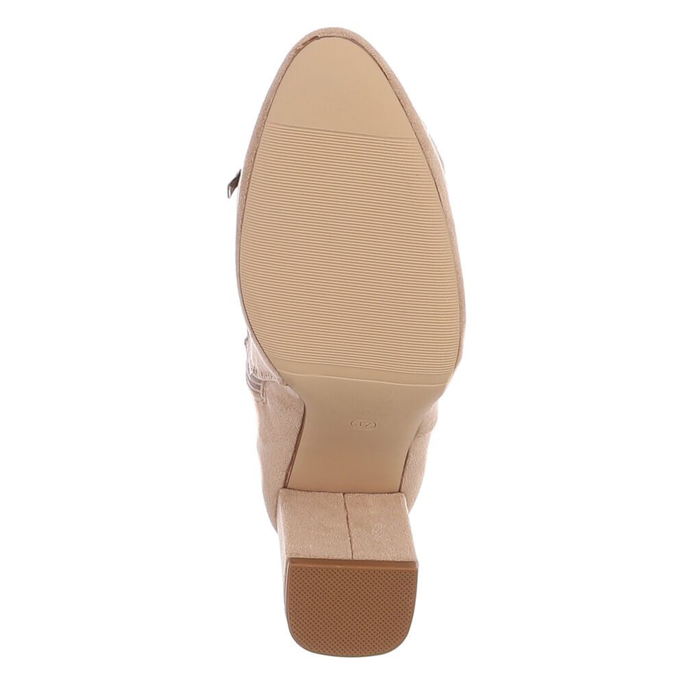 Ital-Design Damen Kniehohe Stiefel mit Blockabsatz Elegant High-Heel-Stiefel (92079029) Blockabsatz Stiefel in Hellbraun – Bild 3 von 5
