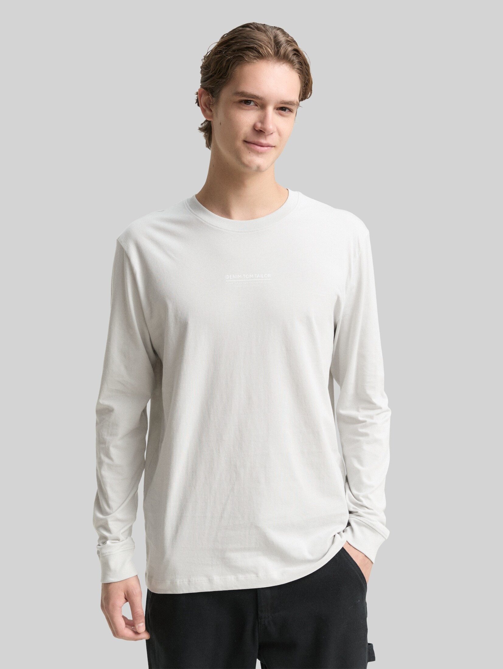 TOM TAILOR Denim Langarmshirt T-Shirt Langarmshirt mit Logo-Print