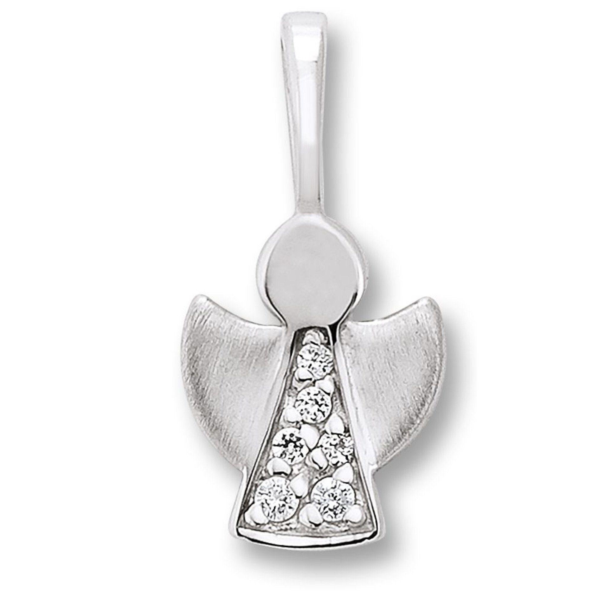 Silber Damen Engel Schmuck aus Anhänger Engel Kettenanhänger Silber, 925 Zirkonia ELEMENT ONE