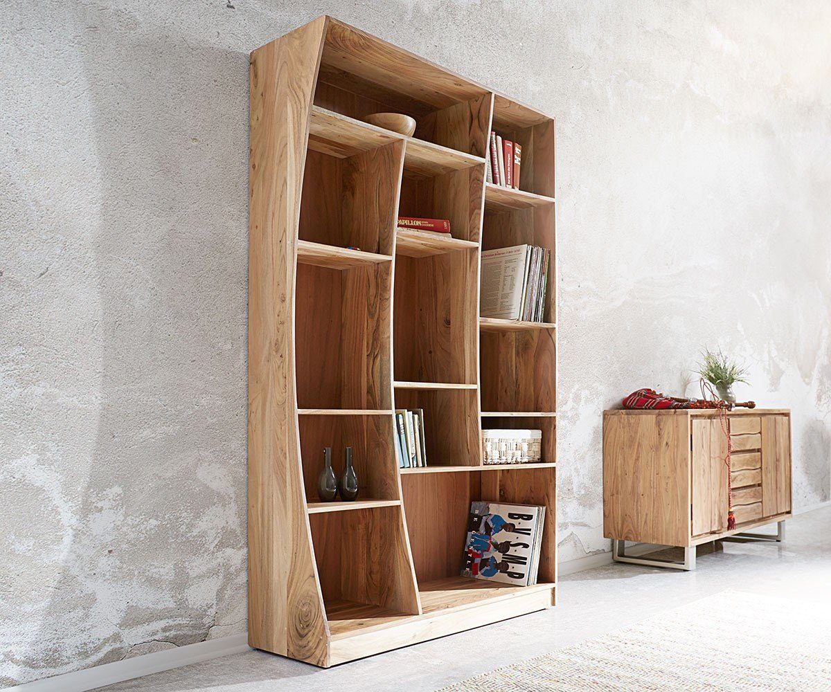 DELIFE Standregal Live-Edge, Akazie Natur 120 cm rechts Standregal