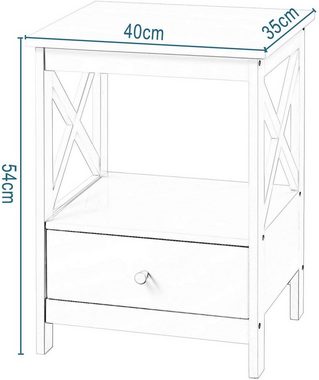 EUGAD Nachttisch (2-St), Beistelltisch aus MDF mit Schublade und Ablage Weiß