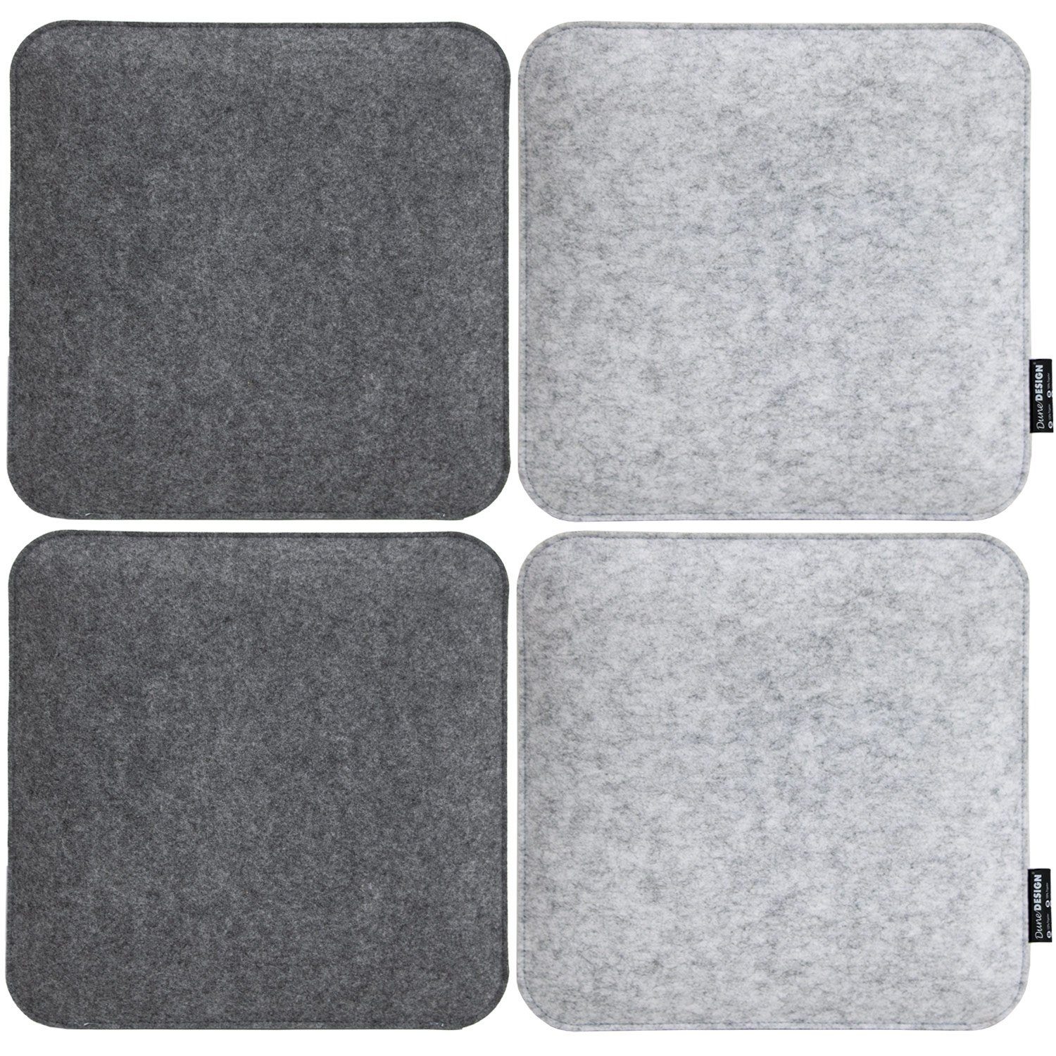 DuneDesign Stuhlkissen 35 x 35 x 3 Filz Sitzkissen - Zweifarbige Stuhlauflage - Wendekissen, Filzkissen Quadratisch - Wende-Sitzauflage für Esszimmer und Garten