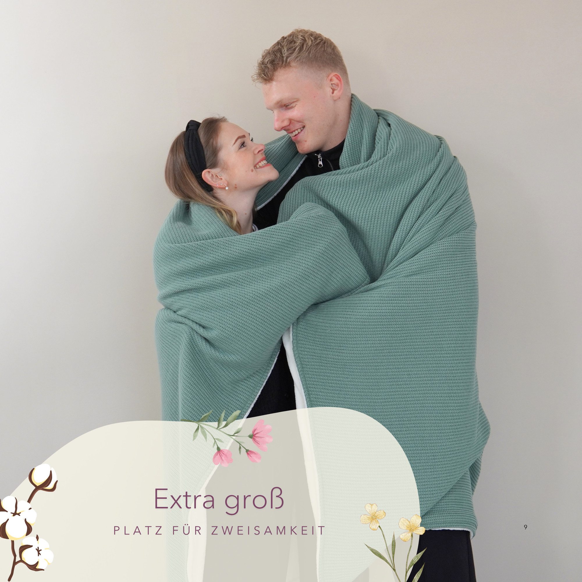 Wohndecke Premium Kuscheldecke mit Baumwollstrick, blanketino, extra voluminös – Bild 5 von 5