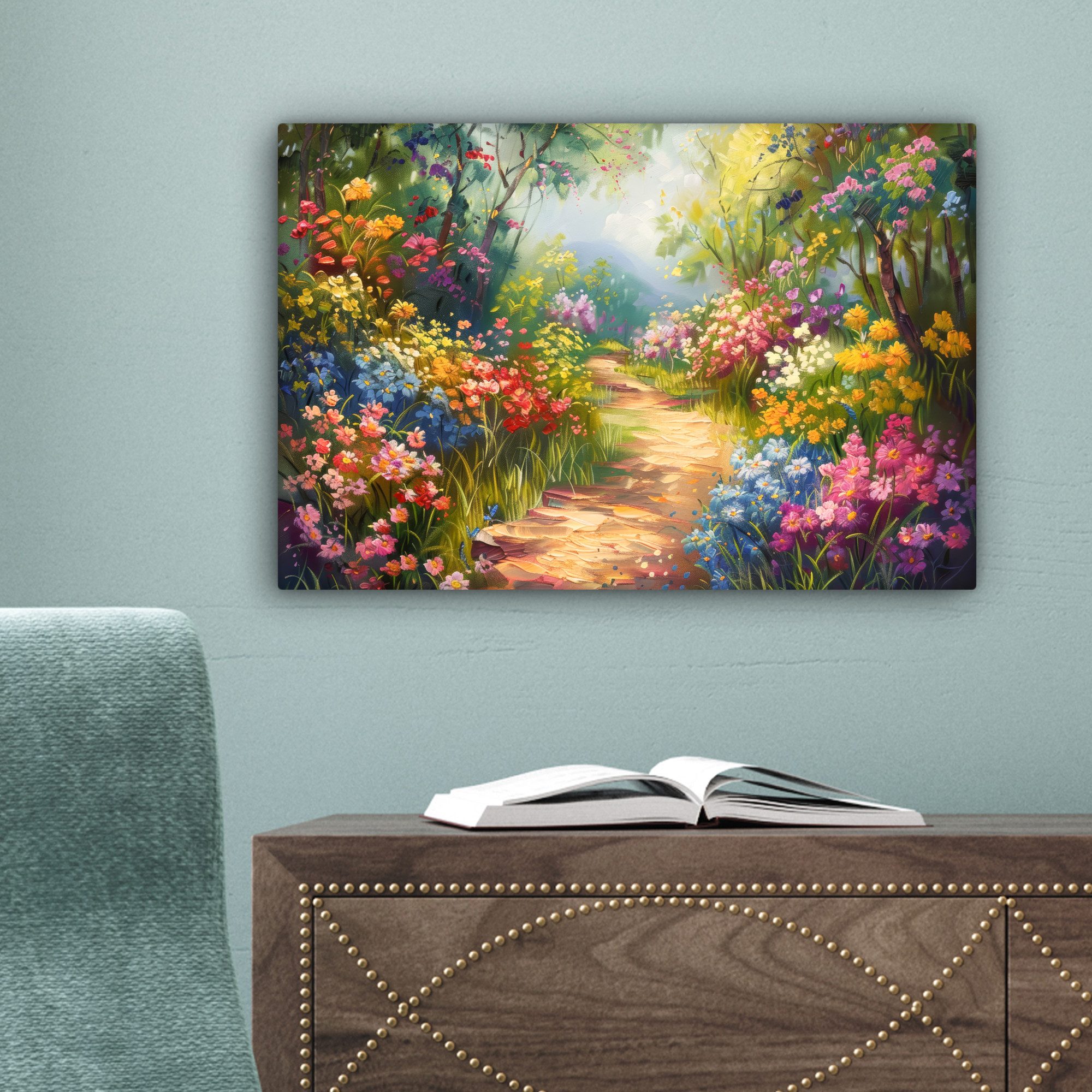 OneMillionCanvasses® Leinwandbild Natur - Landschaft - Blumen - Farbenfroh, Fotodruck (1 St), Wandbild, Deko Schlafzimmer Wohnzimmer Flur 20x20 cm – Bild 3 von 5