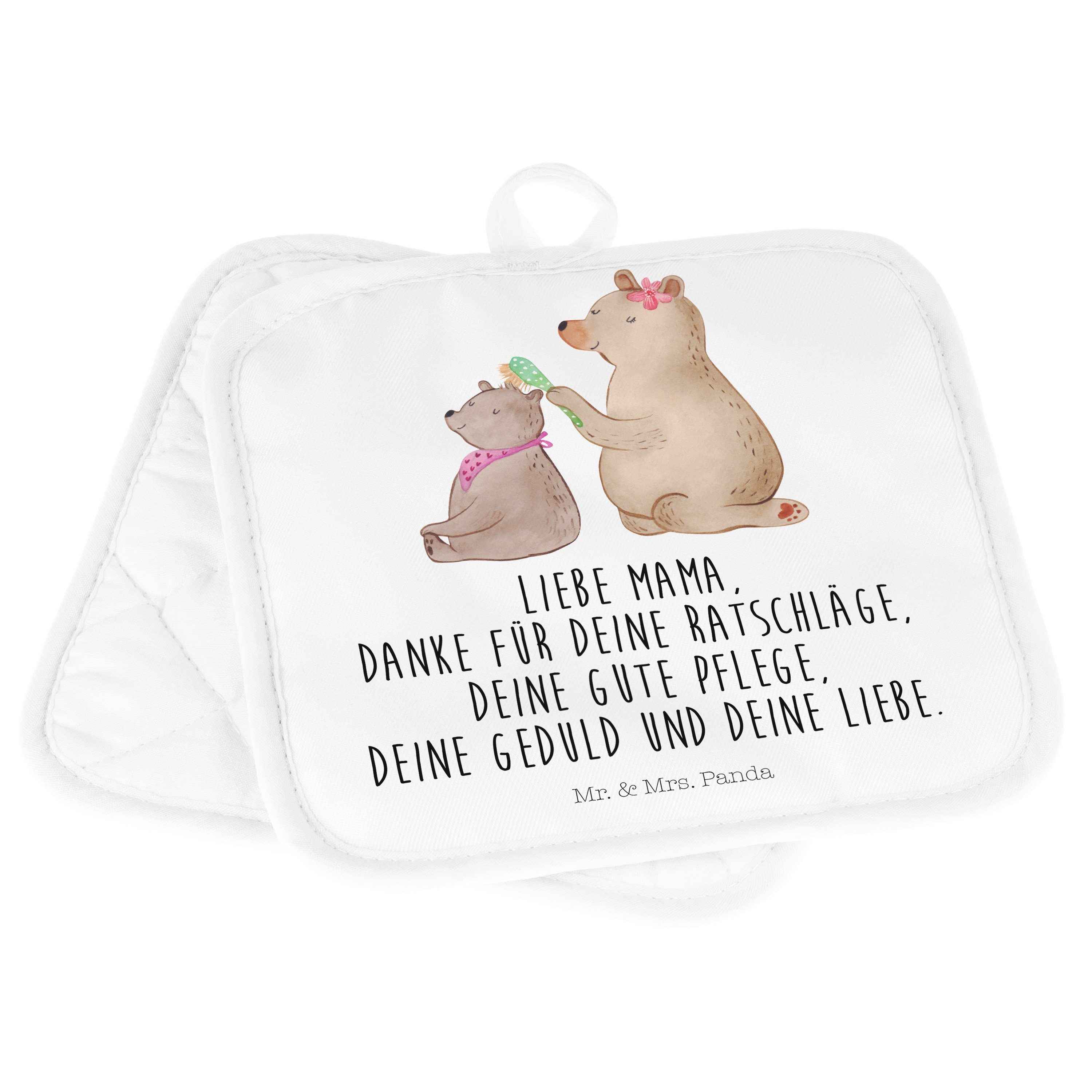 Mr. & Mrs. Panda Topflappen Spruch, Ofe, Bär mit Weiß Topflappen mit (1-tlg) - - Muttertag, Geschenk, Kind
