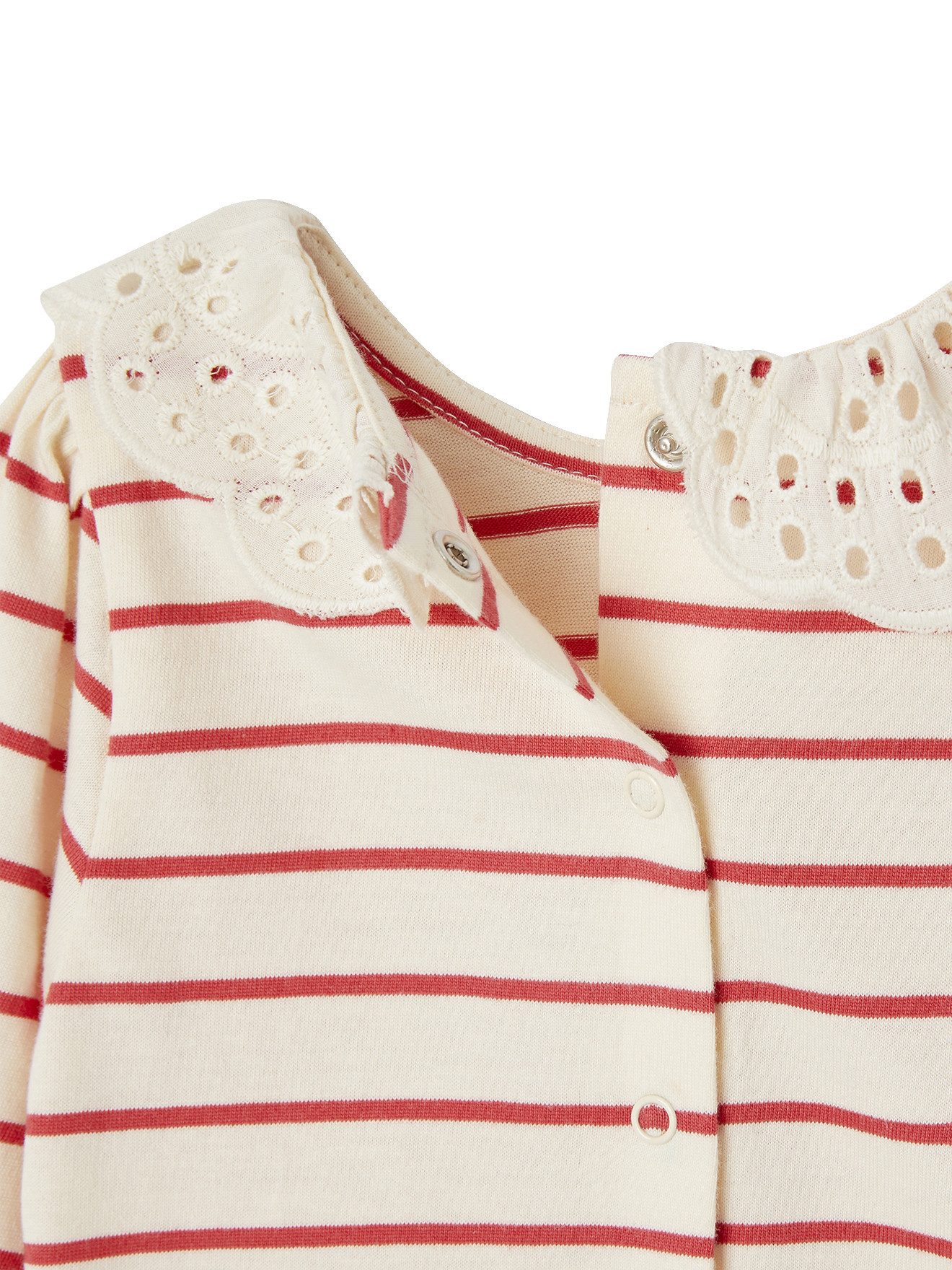 vertbaudet Langarmshirt Baby Shirt mit besticktem Kragen Kragen mit Stickerei