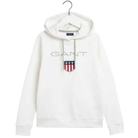 Gant Sweatshirt GANT SHIELD SWEAT HOODIE mit großer Label-Applikation vorne
