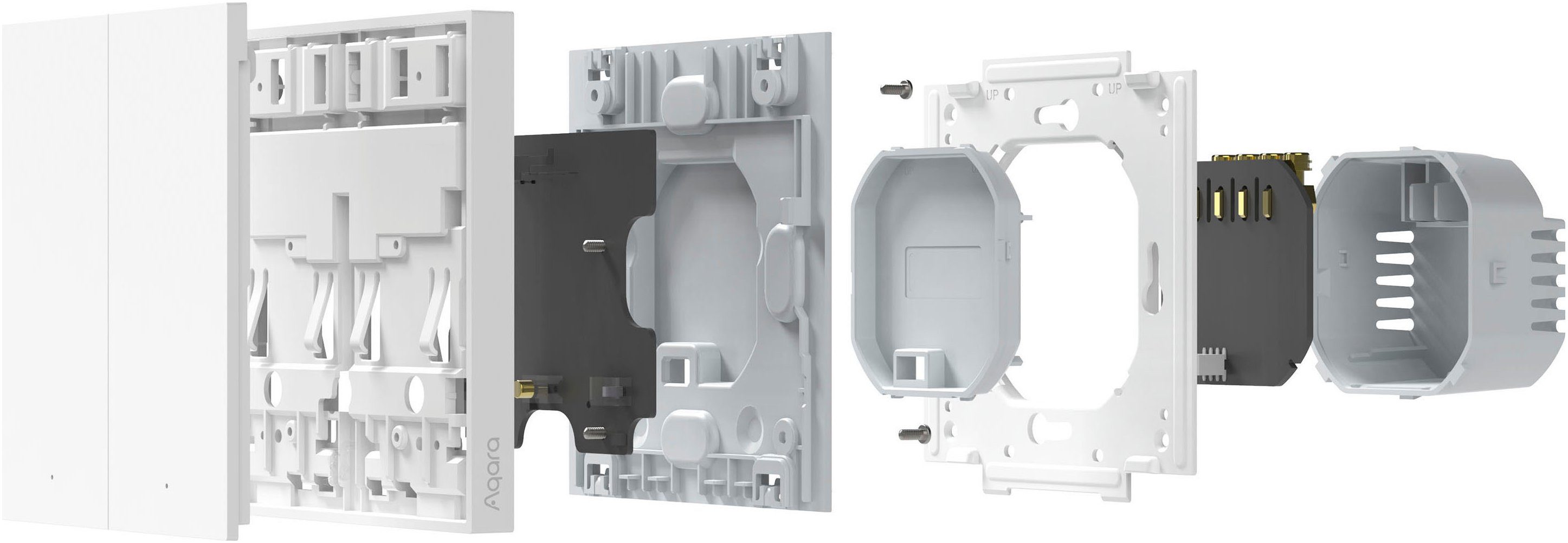 Aqara Lichtschalter Smart Wall Switch H1 (No Neutral, Double Rocker) (Packung, 2-St)