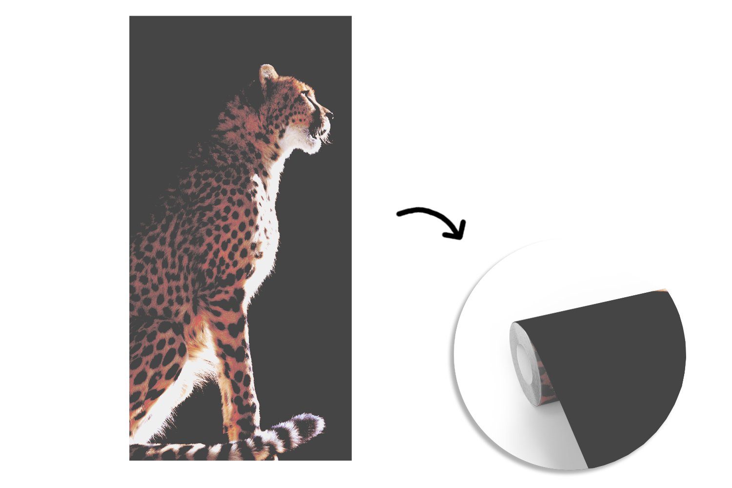 Matt, bedruckt, Küche, MuchoWow Gepard Fototapete Licht, Wohnzimmer Fototapete Vliestapete - Schlafzimmer für St), (2 Tiere -