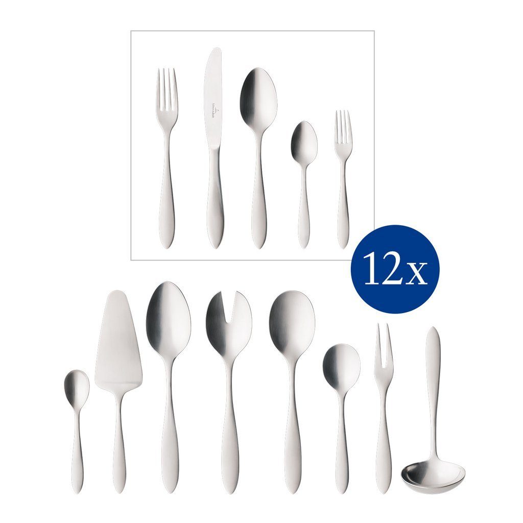 Villeroy & Boch Besteck-Set Arthur gebürstet Tafelbesteck 68-teilig (68-tlg), 12 Personen, Edelstahl