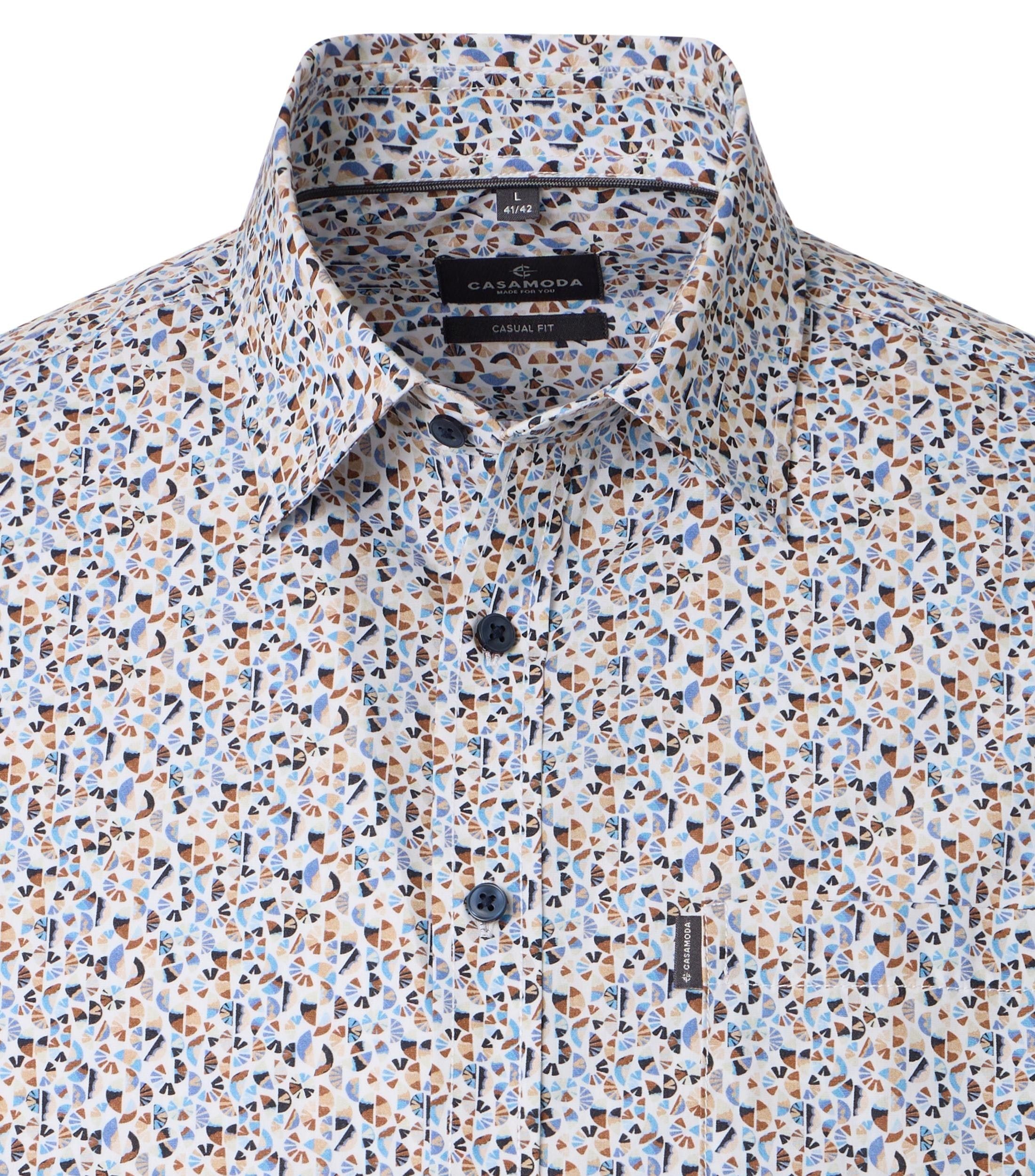CASAMODA Langarmhemd CASAMODA Herren Freizeithemd Langarm Kent Casual Beige Muster