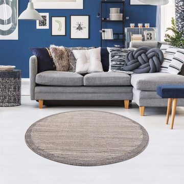 Teppich Art 2231, Carpet City, rund, Höhe: 7 mm, Kurzflor, Streifen-Muster, ideal für Flur & Diele