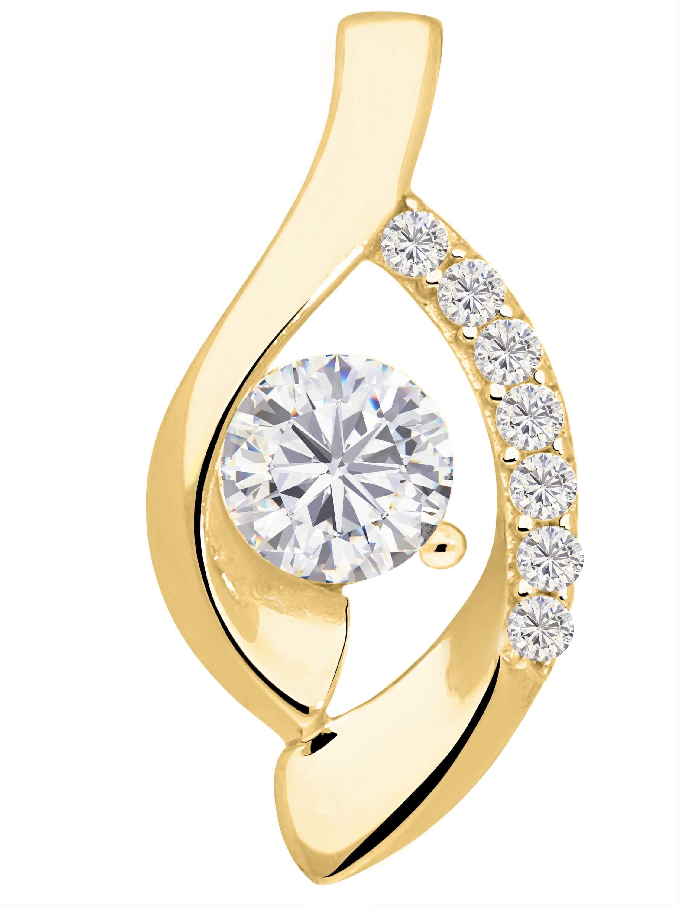 My Gold Kettenanhänger Damen Gelbgold 750 Gold mit Zirkonia (Set, 1-tlg., inkl. Schmuckbox), Geschenke